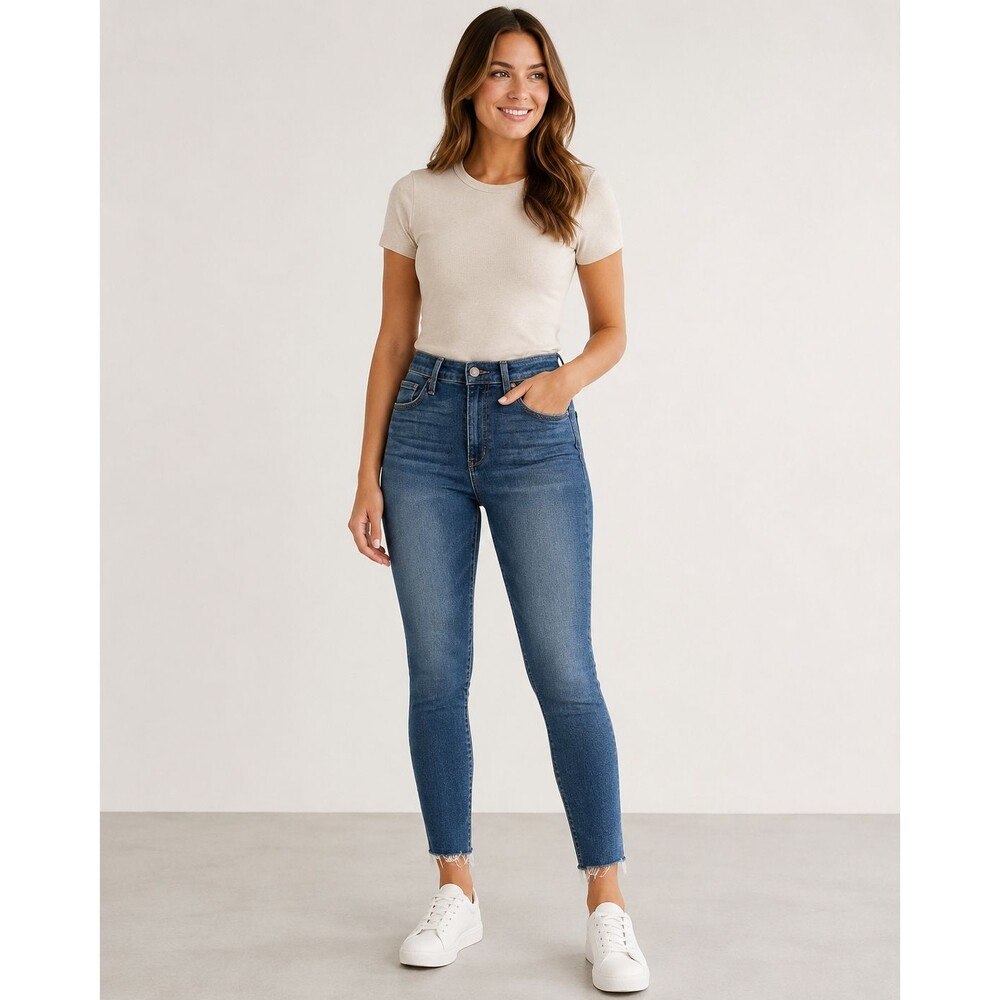 Joe’s Jeans Women 32 High Rise Skinny Ankle Blue Stretch Raw Hem Jeans NWT